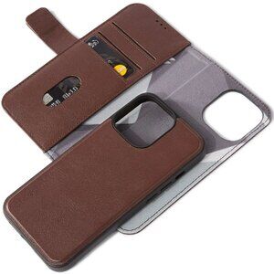 Decoded iPhone 13 PRO Brown Leather Folio Case Card Wallet MagSafe Detachable